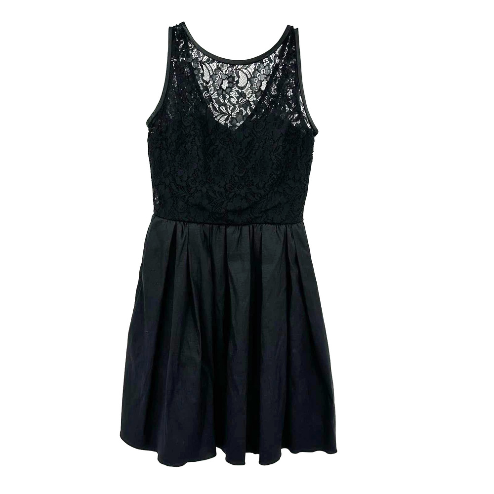 Aqua Dresses size 2 sleeveless black‎ lace bodice mini dress lined